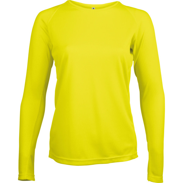 Damessportshirt Lange Mouwen Fluorescent Yellow XS