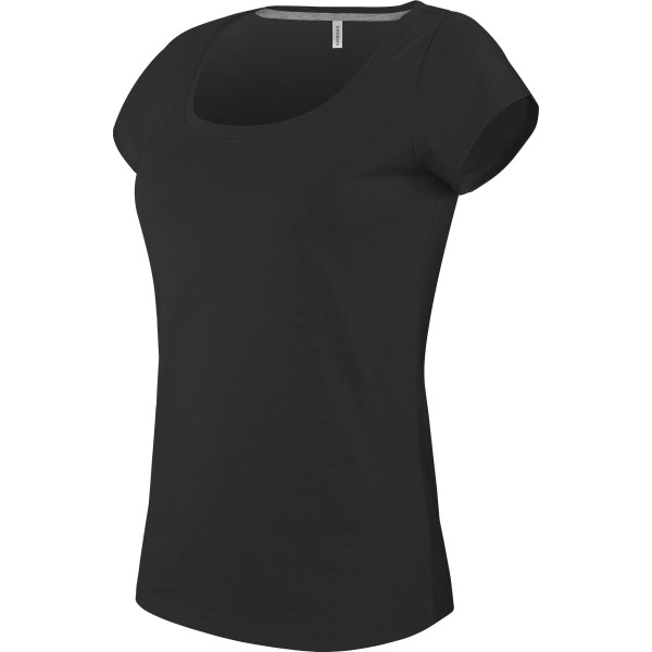 Dames-t-shirt korte met boothals | Rivanco groothandel in relatiegeschenken, promotiekleding en werkkleding