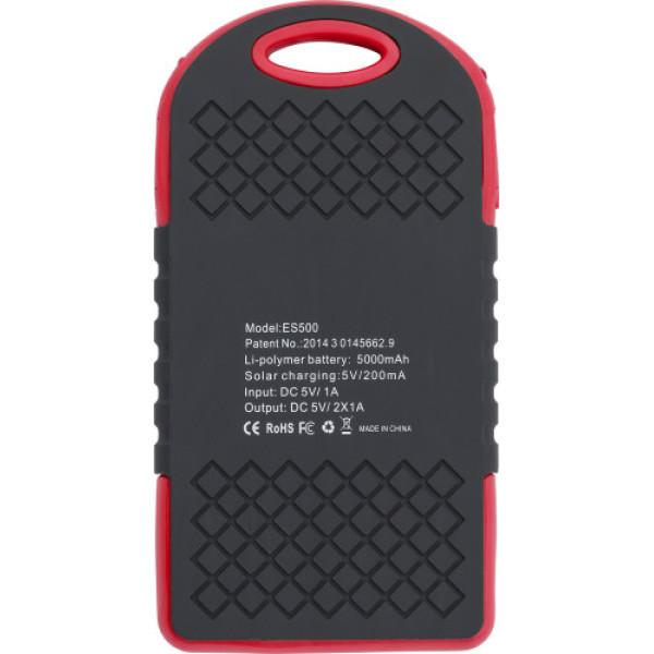Rubberized ABS solar power bank Aurora red