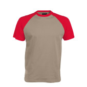 Baseball - Tweekleurig T-shirt Light Grey / Red L