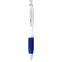 Nash ballpoint pen white barrel and coloured grip - White/Royal blue