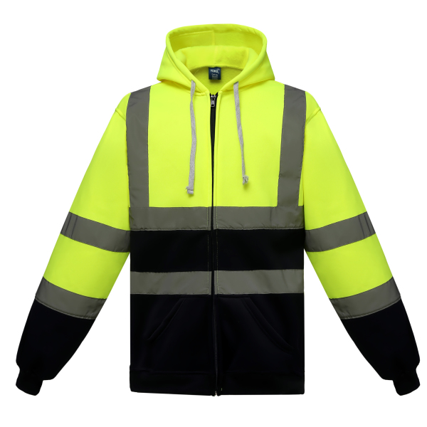 Full Zip Hooded Sweatshirt Hi Vis Yellow / Navy L