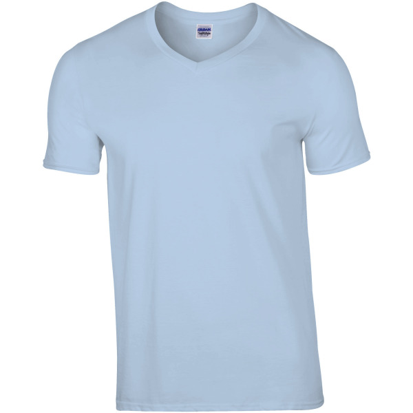 Premium Cotton Adult V-neck T-shirt Light Blue XXL