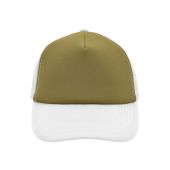 MB070 5 Panel Polyester Mesh Cap - olive/white - one size