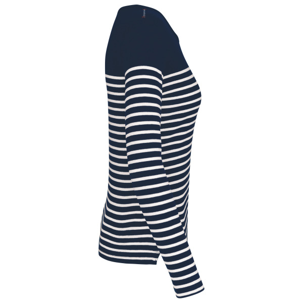 Gestreept dames-t-shirt lange mouwen Navy / White Stripes XL