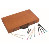 88-delig tekenset in houten doos MONET diverse kleuren