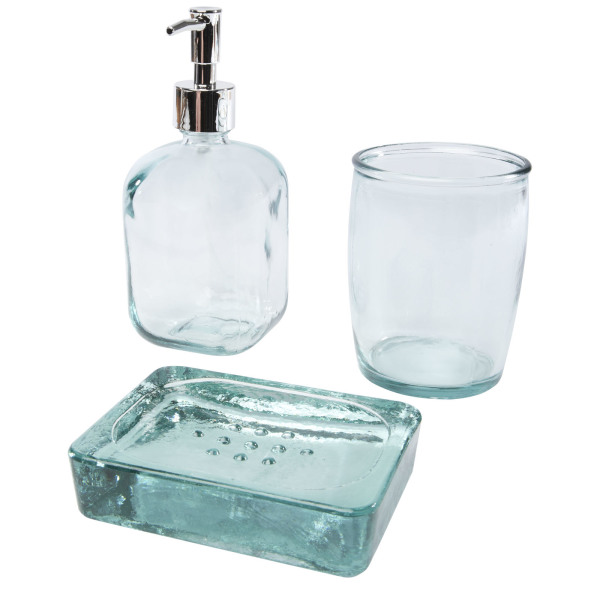 Jabony 3 delige badkamerset van gerecycled glas - Transparant
