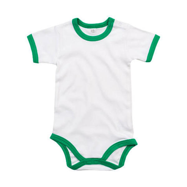 Baby Ringer Bodysuit - White/Kelly Green Organic - 3-6