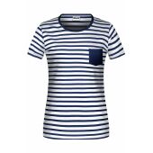 Ladies' T-Shirt Striped - white/navy - XS
