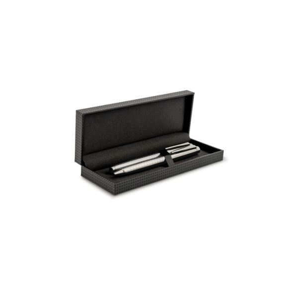 Ball pen and rollerball set Dallas in gift box - Silver