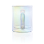 Deluxe dubbelwandige glazen mok met regenboog finish, transparant