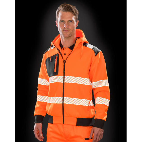 Recycled Robust Zipped Safety Hoody - Fluorescent Orange - S
