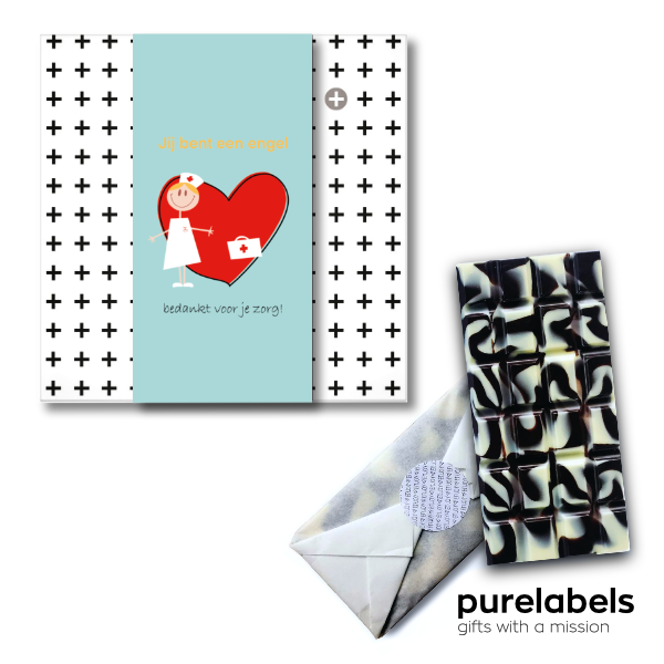 Dag van de zorg cadeau | Fairtrade chocoladereep in geschenkdoosje | Verpleegster