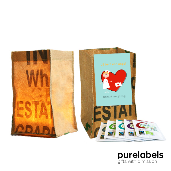 Dag van de zorg cadeau | Candle bag met thee | Verpleegster