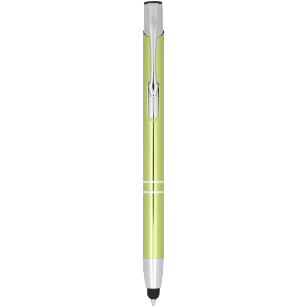 Moneta anodized aluminium click stylus ballpoint pen - Lime