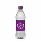 bronwater in 100% gereycleerd plastic (RPET) flesje 500ml met paarse PMS259 draaidop