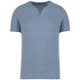 Heren T-shirt henley - 140 gr/m2 Cool blue heather S