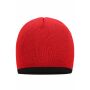 MB7584 Beanie with Contrasting Border - red/black - one size