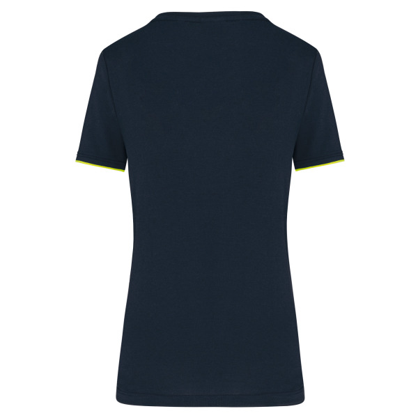 Dames-t-shirt DayToDay korte mouwen Navy / Fluorescent Yellow S