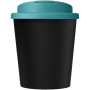 Americano® Espresso Eco 250 ml recycled tumbler with spill-proof lid - Solid black/Aqua blue