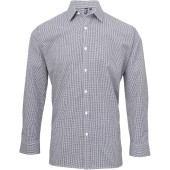 Men's long sleeve microcheck gingham shirt Navy 3XL