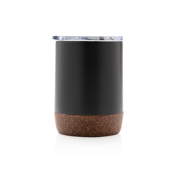 RCS gerecycled roestvrijstalen koffiebeker met kurk, zwart