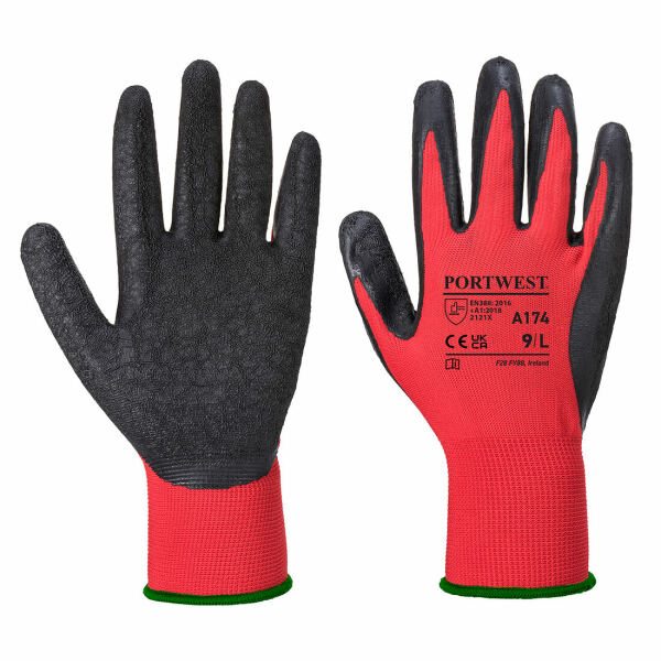 Flex Grip Latex Glove Red/Black