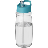 H2O Active® Pulse 600 ml drikkeflaske og låg med hældetud - Transparent/Aquablå