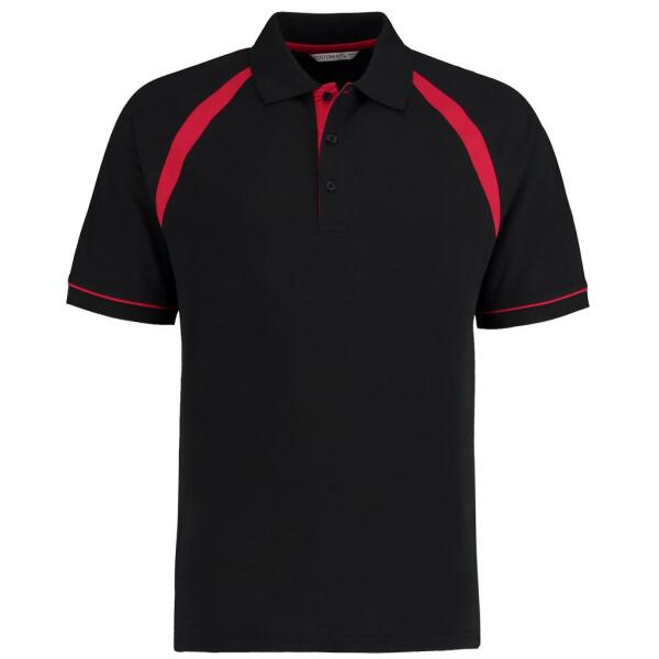 Oak Hill Cotton Piqué Polo Shirt, Black/Bright Red, L, Kustom Kit
