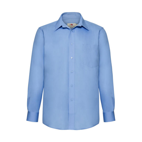 Poplin Shirt Long Sleeve - Mid Blue - S (37"-38")