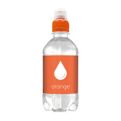Bronwater 330 ml met sportdop - oranje - Prijs is inclusief full color opdruk op etiket