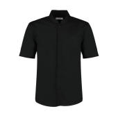 Tailored Fit Mandarin Collar Shirt SSL - Black - S (37cm)
