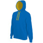 Hooded sweater met gecontrasteerde capuchon Light Royal Blue / Yellow 3XL