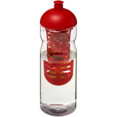 H2O Active® Base 650 ml bidon en infuser met koepeldeksel - Transparant/Rood