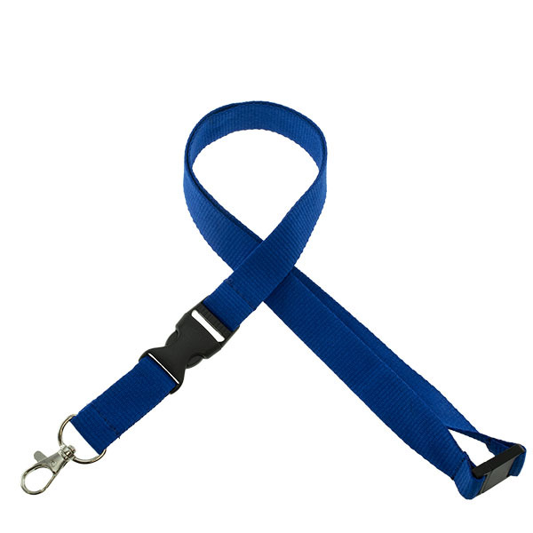 Onbedrukt Keycord met buckle en safety clip - blauw
