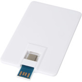 Duo slim USB station van 64 GB met Type-C en USB-A 3.0 - Wit