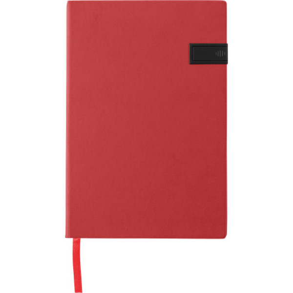 PU notitieboek met USB stick Lex rood