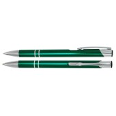 Aluminium balpen 2 chroom ringen donker groen