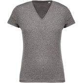 Dames-t-shirt BIO-katoen V-hals Grey Heather M