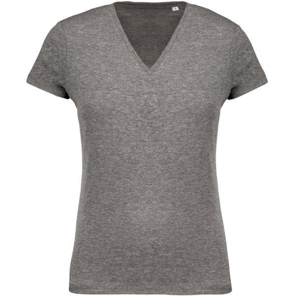 Dames-t-shirt BIO-katoen V-hals Grey Heather XXL