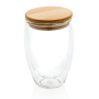 Dubbelwandig borosilicaatglas met bamboe deksel 250ml set, transparant