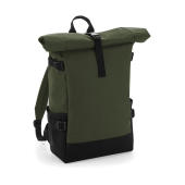 Block Roll-Top Backpack - Olive Green/Black - One Size