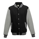 AWDis Varsity Jacket, Jet Black/Heather Grey, XXL, Just Hoods