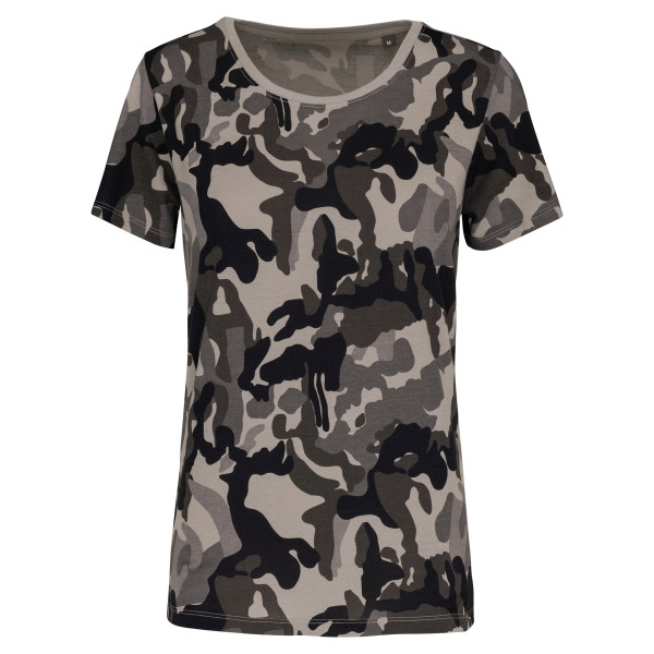 Dames-t-shirt camo korte mouwen Grey Camouflage XXL
