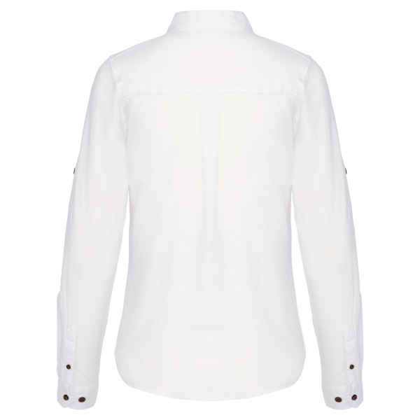 Damesoverhemd van linnen met lange mouwen White XL