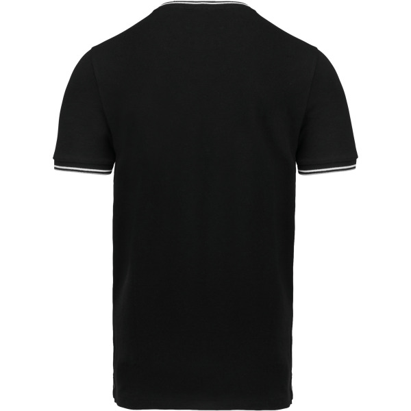 Heren-t-shirt piqué V-hals Black / Light Grey / White S