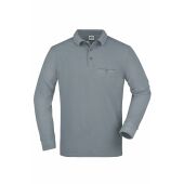 Men's Workwear Polo Pocket Longsleeve - grey-heather - 5XL