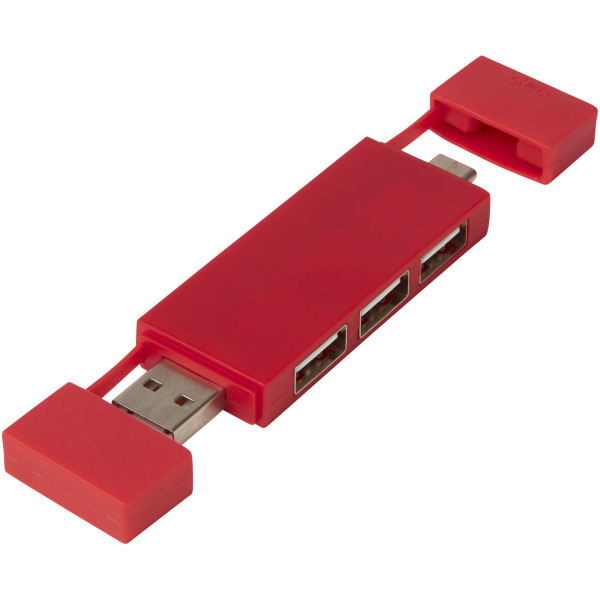 Mulan dubbele USB 2.0 hub - Rood