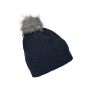 MB7120 Fine Crocheted Beanie - navy/silver - one size