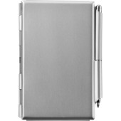 Visitenkartenetui 'Pinto' aus Aluminium mit Block und Kugelschreiber Visitenkartenetui 'Pinto' aus Aluminium mit Block und Kugelschreiber